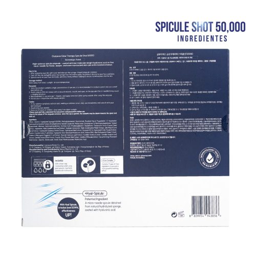 GLUTANEX™ SPICULE SHOT 50,000ppm Bio Micropunción Líquida para Zonas Corporales con Microespículas con Glutatión, PDRN de Salmón, Cica Complex y Ácido Hialurónico (5 aplicaciones x 4.3ml.) - Imagen 5